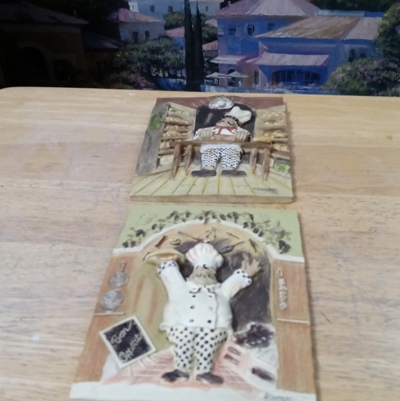 🍶🍵(Get Two) Italian Fat Chef 3D Kitchen Pic Handmade Decor Wall Plaques.🏆🏇 - Picture 2 of 10